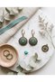 Bronze Vintage Women's Earrings Authentic Copper Jewelry Turquoise Stone Worked Sunflower Model - 3