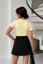 Women's Short-Sleeved T-Shirt with Gold Buckle Detail, Gathered Half Turtleneck, Sandy Lycra Stylish Blouse - 3