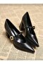 Altin Buckled Black Leather Heeled Women's Shoes - 2