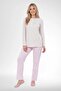 Women's Plus Size Buttoned Collar Long Sleeve Oversized Mom Pajama Set 100% Cotton - 2