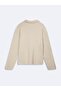 Long Sleeve Zippered Shirt Collar Cream Sweatshirt - 2