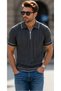 Men's Zippered Polo Collar Knitwear T-Shirt Modern Cut Stylish Design - 2