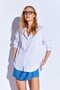 Blue Striped Women's Oversize Shirt |   Mks167431-01