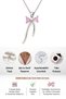 Women's Silver Color Bow Necklace with Pink Stone and Pearl Detail, Stylish Minimal Steel Chain - 4