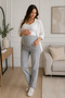 Gray Maternity Flexible Abdominal Banded Waist Adjustable Jeans