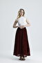 Women's Black Lined Flocked Printed Tulle Skirt