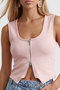Powder Pink Wide Collar Two-Way Zipper Blouse Alc-X15495 - 3
