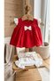 Baby Girl Muslin Bow Detailed Polka Dot Double Set - 2