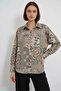 Women's Oversize Patterned Satin Green Shirt - 3
