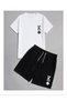 Men's T-Shirt Shorts - T-Shirt with Shorts Bottom Top Set Elemek Printed Crew Neck