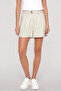 Women's High Waist Short Length Button Closure Ecru Shorts - 2