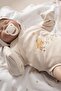 Natural Modal Cotton Newborn Double-Breasted Bodysuit Long Sleeve Snap Fastener Kimono Bodysuit L Safari Ecru