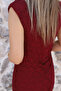 Burgundy Zero Sleeve Padded Lace Dress - 6