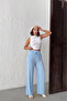 Women's Blue Elastic Waist Draped Trousers Nj139 - 2