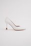 White Leather Stiletto 8.5 cm V Model Wedding Dress Gold Detailed Women's Special Heel New Season Evening Dress Office Daily Premium Product