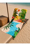 Tropical Palm and Sunset Patterned Beach Towel - 3