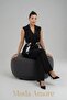 Double Breasted Vest Crepe Suit - Premier Series - Black / White / Latte 36051 - 3