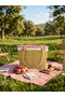 Straw Beach and Picnic Bag - Red Gingham Lined, Lace Detailed