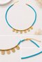 Turquoise Bead Detailed Bohemian Choker Necklace with Gold Medallion Figure - 2