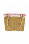 Straw Beach and Picnic Bag - Red Gingham Lined, Lace Detailed - 8