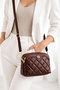 Black Multi-Eyelet Quilted Patterned Women's Bag with Gold Detail and Cross Strap - 3