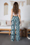 Women's Patterned High Waist Viscose Fabric Elastic Waist Pants - 6