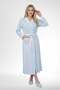 Mecit 6384 Blue Large Size Women's Dressing Gown Pajamas and Long Sleeve Nightgown Set - 3
