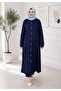 Women's Buttoned Strawberry Fabric Navy Blue Two-Piece Set - 5