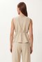 Asymmetrical Linen Suit with Tie Detail Lby0057 Dark Cream - 5