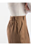 Double-Buttoned Thick Belt Detailed Linen Loose Trousers - 4
