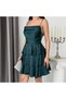 Khaki Draped Thin Strap Short Evening Dress with Tie Back - 4