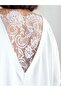 Crep Women's Back Lace Detailed Oversize T-Shirt 100% Cotton Suprem Basic Tshirt Ecru - 2