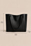 Large Black Women's Leather Shoulder Bag – Minimalist Stylish Daily Tote Bag 45 cm - 5