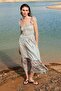 Flared-skirt smocked dress