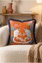 Floral Monkey and Bird Motif Fringed Throw Pillow Cover - Navy Blue Tasseled Tropical Cover