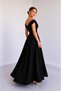 Women's Collared Off-Shoulder Double Breasted Waist-Slit Long Crepe Dress, Special Occasion, Graduation, Wedding-Invitations for - 3