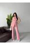 Women's Gold Buttoned Belted Vest Fabric Trousers Set - 6