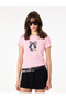 Slim Fit Crew Neck Short Sleeve Bow Print T-Shirt