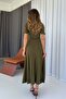 Steel Interlock Fabric Hidden Zipper Dress - Khaki - 4
