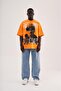 Men's Rhinestone and Printed Oversize T-Shirt Electric-Orange - 8