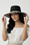 Luxury Black Ethnic Patterned Straw Women's Hat |   Special Day Boater Model Gift - 3