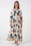 Women's Shirt Collar Floral Patterned Viscose Cream Hijab Dress - 3