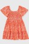 Girl's orange floral print dress with gimped hem - relaxed fit, stylish summer dress - 7