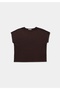 Regular Fit Round Neck Plain Women's Brown Short Sleeve T-Shirt - 5