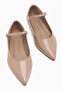 Minya Beige Pointed Toe Women's Ballerinas - 4
