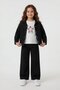 Black Star Embroidered Jacket, Wide Leg Trousers and Tasseled 3-Piece Girls' Set 24132 - 3