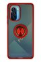 Ilkeshop New Redmi K40 Case Montreal Silicone Cover with Ring (100711) - Red