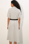 Women's Short Sleeve Belted Polka Dot Dress 2608 - White - 6