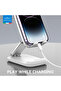 2-in-1 Foldable Adjustable Phone & Tablet Stand for Desk – Pocket-Sized, Metal Base, Compatible with iPhone, Samsung, iPad Mini, Pixel - White - 2