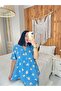 Hairless Blue Teddy Bear Patterned Short Sleeve Wide Fit Maternity Pajama Set - 4